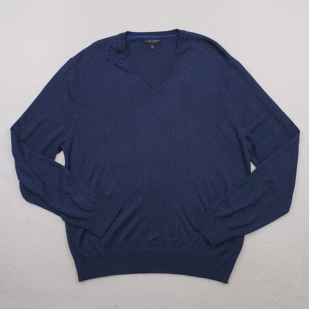 Banana Republic Sweater Mens Extra Large Blue Cashmere Silk Blend Pullover